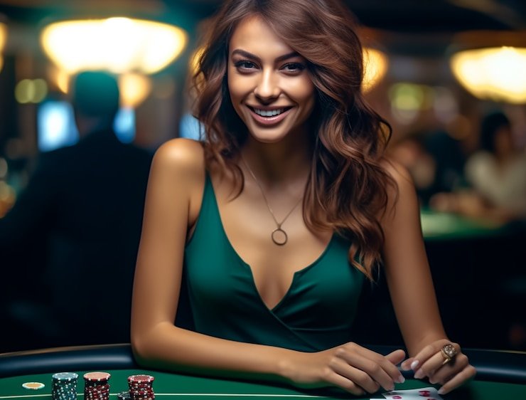 Live dealer studio with roulette wheel and professional croupier broadcasting to multiple players